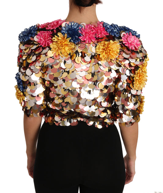 Dolce & Gabbana Crystal Sequined Floral Jacket Coat - ClickThatClicks 