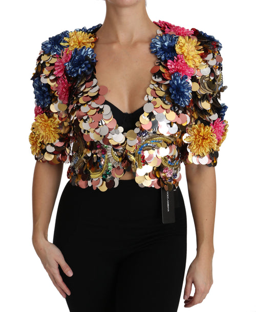 Dolce & Gabbana Crystal Sequined Floral Jacket Coat - ClickThatClicks 