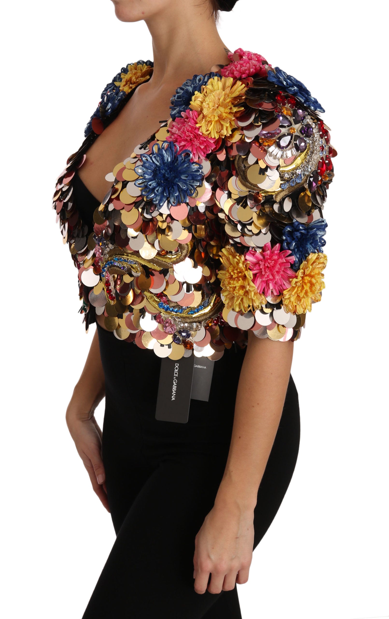 Dolce & Gabbana Crystal Sequined Floral Jacket Coat - ClickThatClicks 