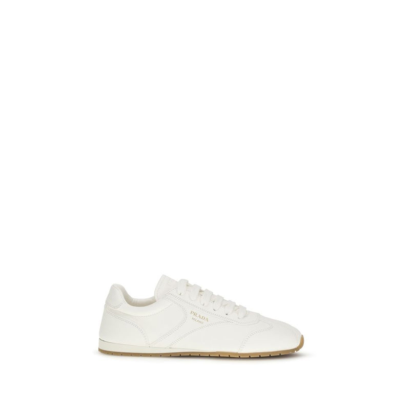 Prada Cream Calf Leather Bos Taurus Low Top Sneakers