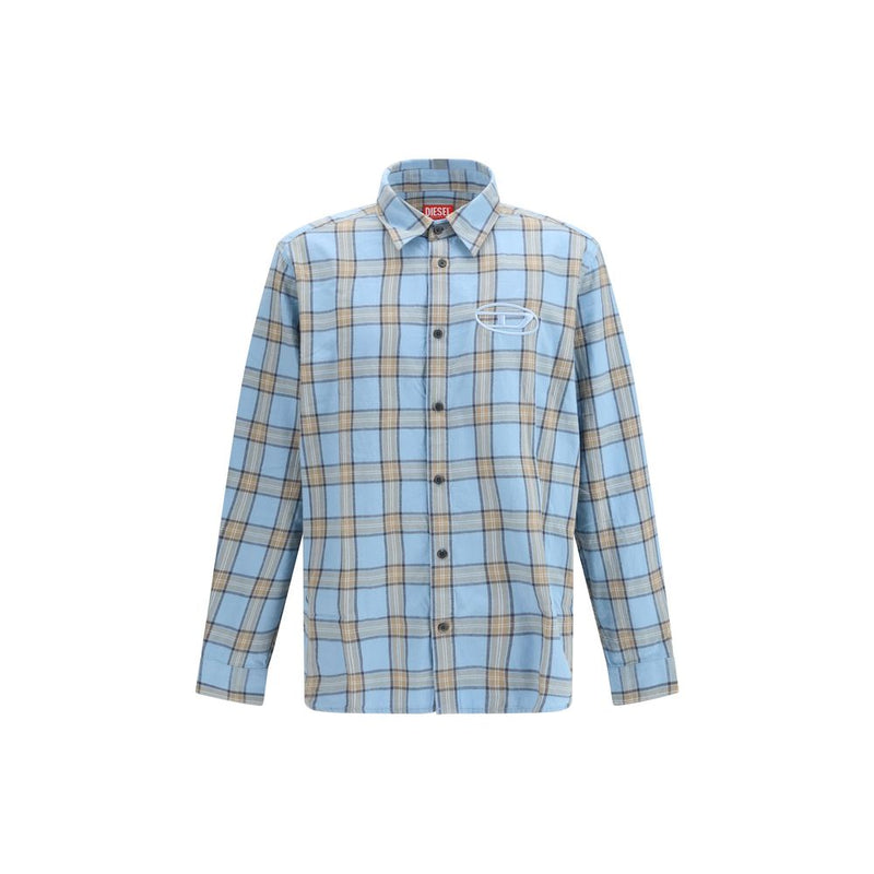 Diesel Light Blue Cotton Pattern Shirt
