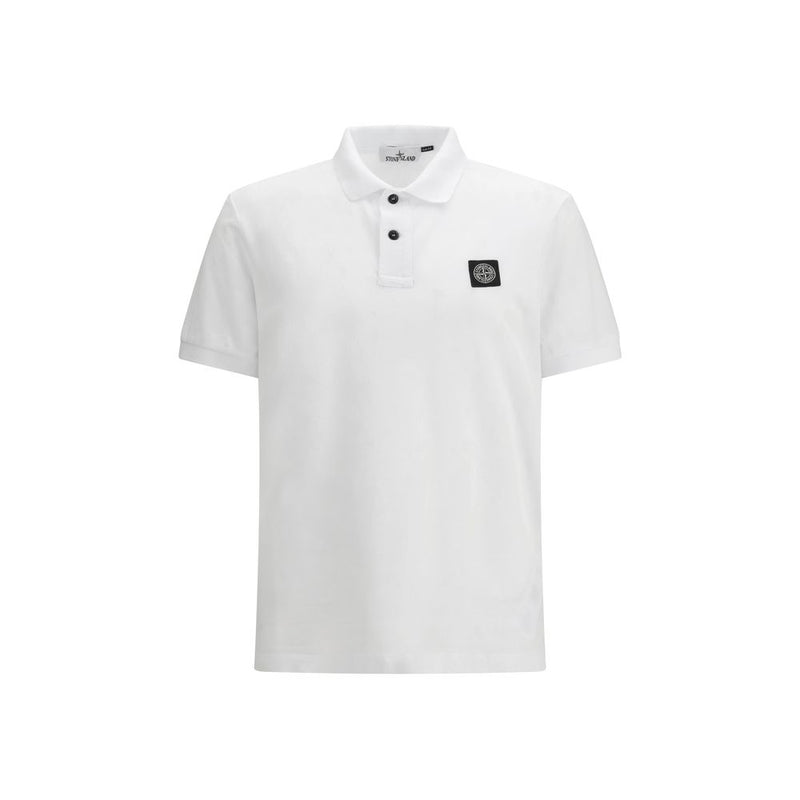 Stone Island White Cotton Polo Shirt