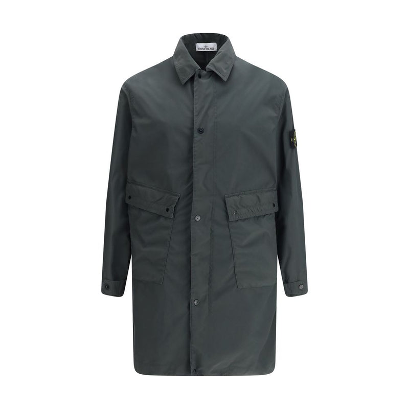 Stone Island Gray Polyester Coat - ClickThatClicks 