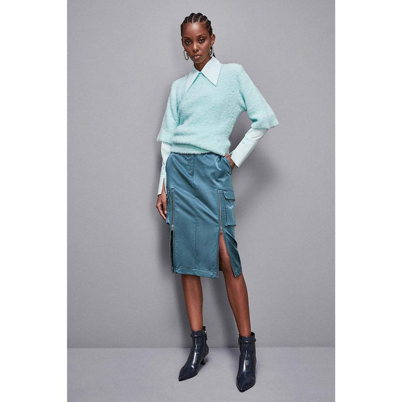 Patrizia Pepe Green Polyester Midi Skirt