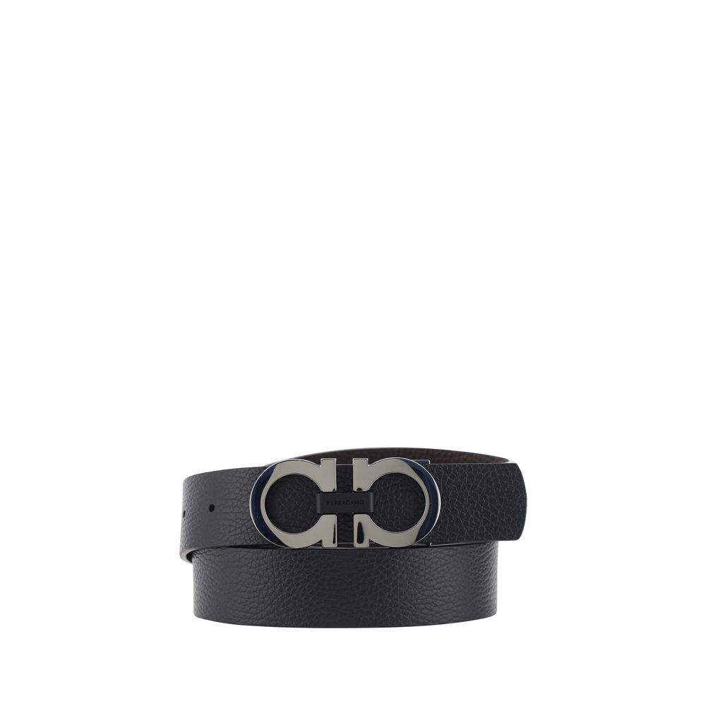 Ferragamo Black Calf Leather Bos Taurus Regular Belt - ClickThatClicks 