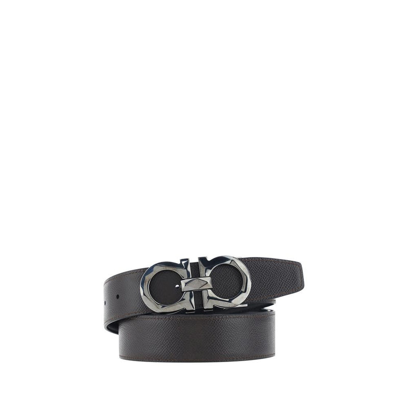 Ferragamo Black Calf Leather Bos Taurus Regular Belt