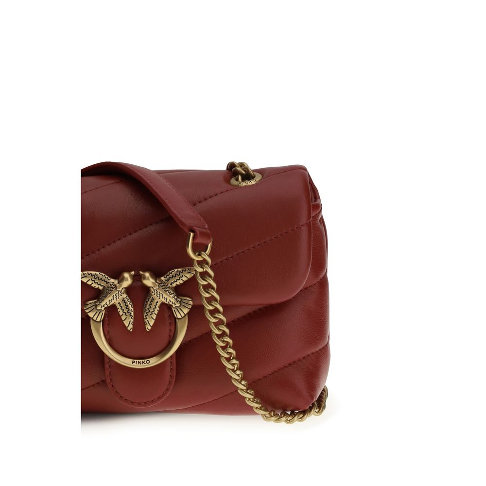 PINKO Bordeaux Calf Leather Bos Taurus Shoulder Bag - ClickThatClicks 