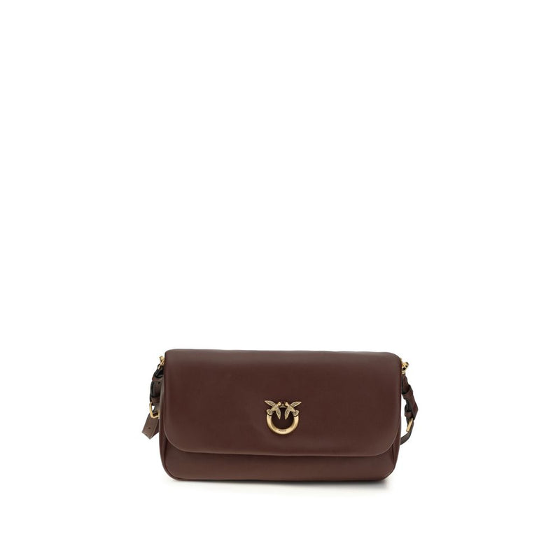 PINKO Brown Calf Leather Bos Taurus Shoulder Bag