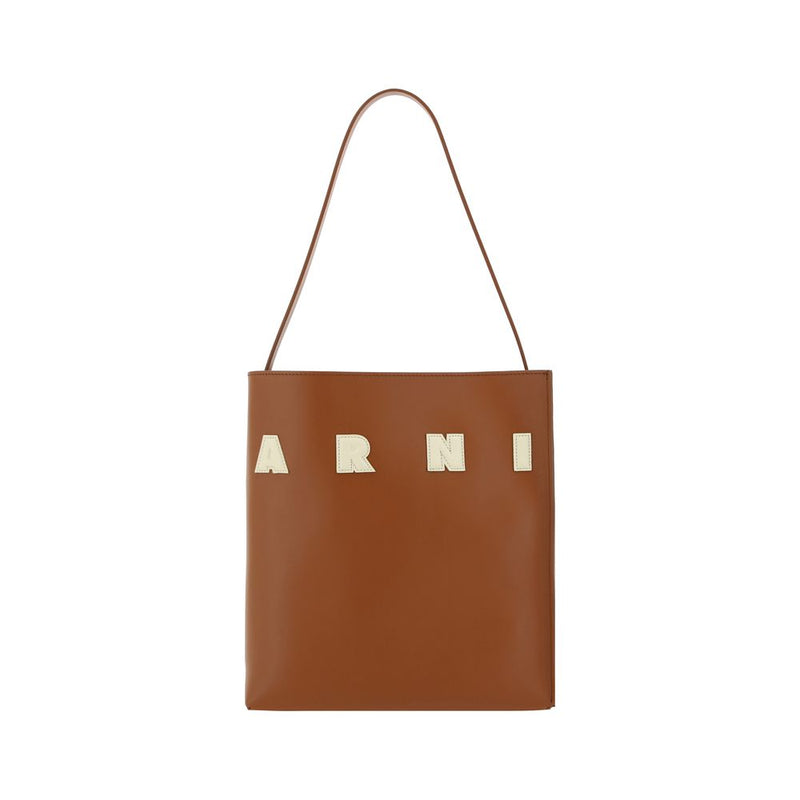 Marni Brown Calf Leather Bos Taurus Shoulder Bag - ClickThatClicks 