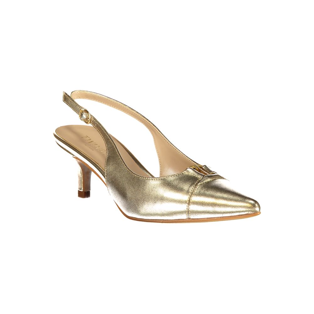 Twinset Gold Leather Women's Sandal - ClickThatClicks 