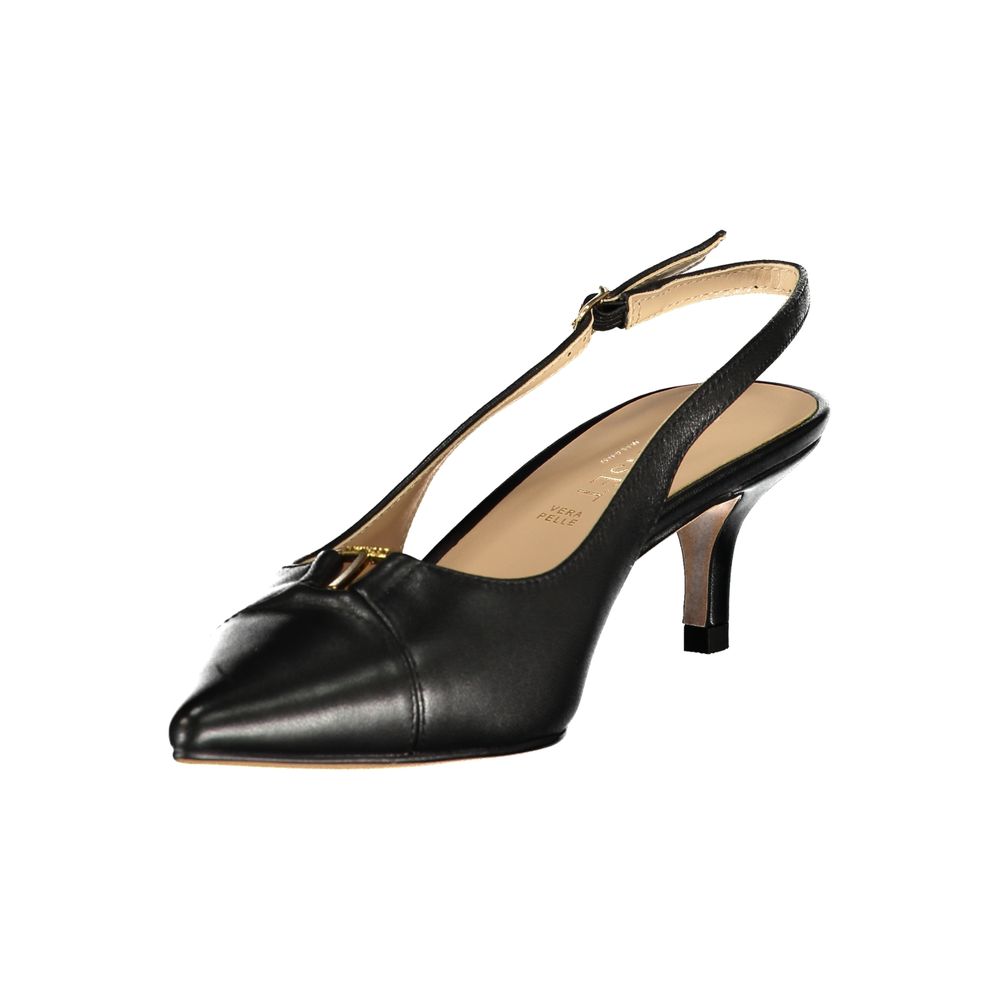 Twinset Black Leather Women Sandal - ClickThatClicks 