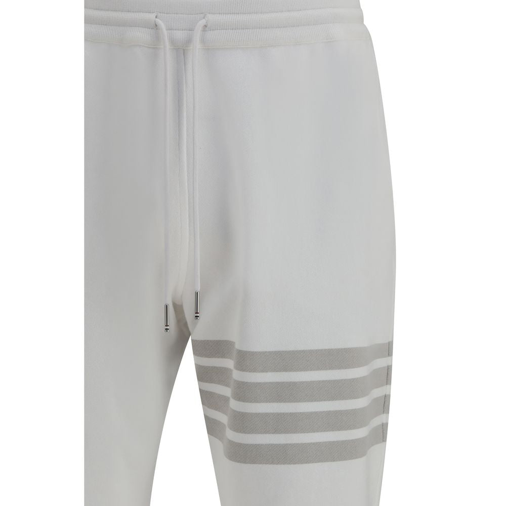 Thom Browne White Cotton Joggers (Workout Pants) - ClickThatClicks 