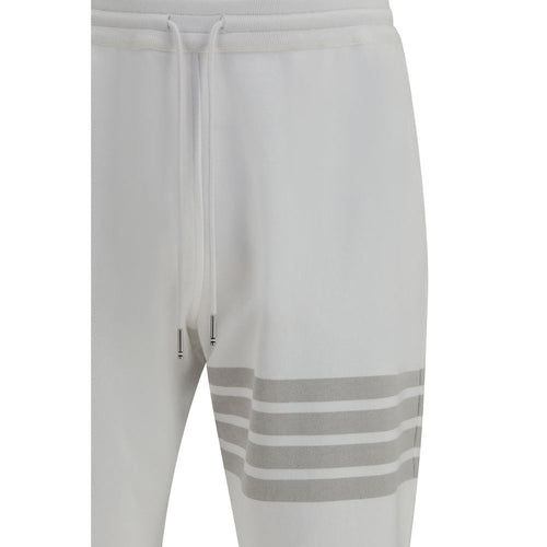 Thom Browne White Cotton Joggers (Workout Pants) - ClickThatClicks 