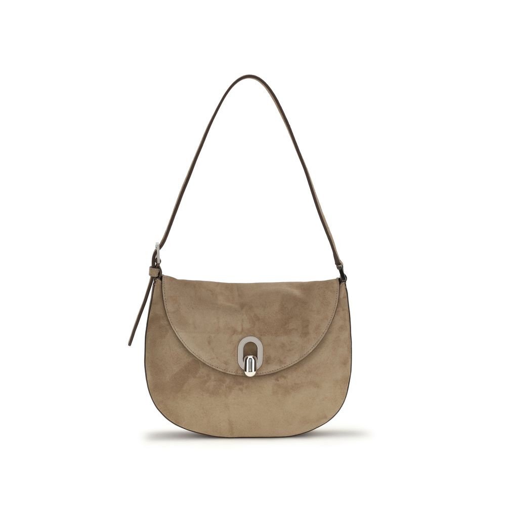 Savette Beige Calf Leather Bos Taurus Shoulder Bag - ClickThatClicks 