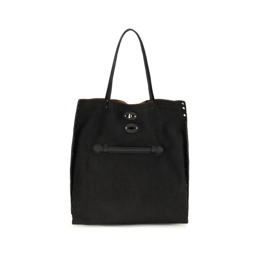 Zanellato Black Calf Leather Bos Taurus Shoulder Bag - ClickThatClicks 