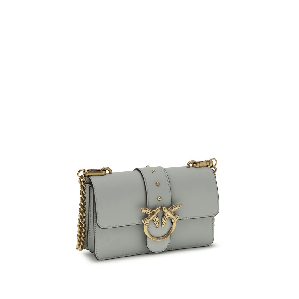 PINKO Gray Calf Leather Bos Taurus Shoulder Bag - ClickThatClicks 