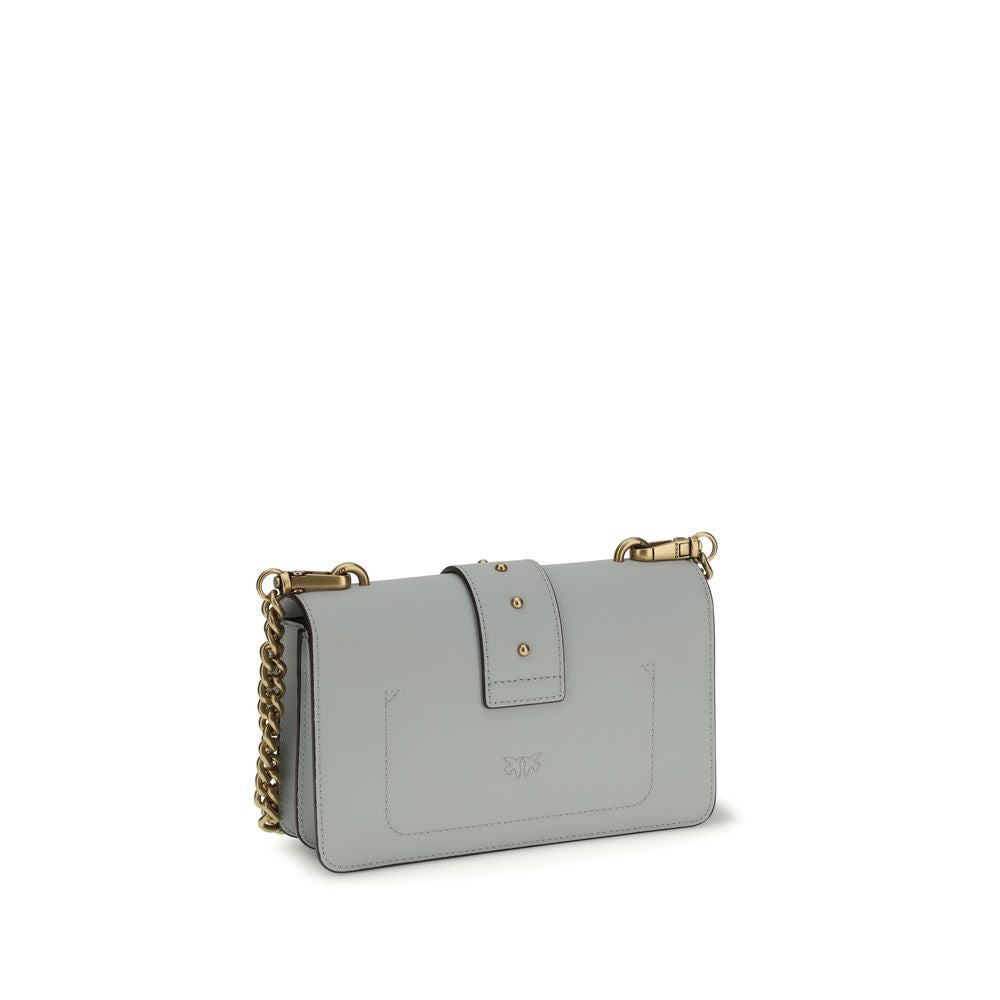 PINKO Gray Calf Leather Bos Taurus Shoulder Bag - ClickThatClicks 