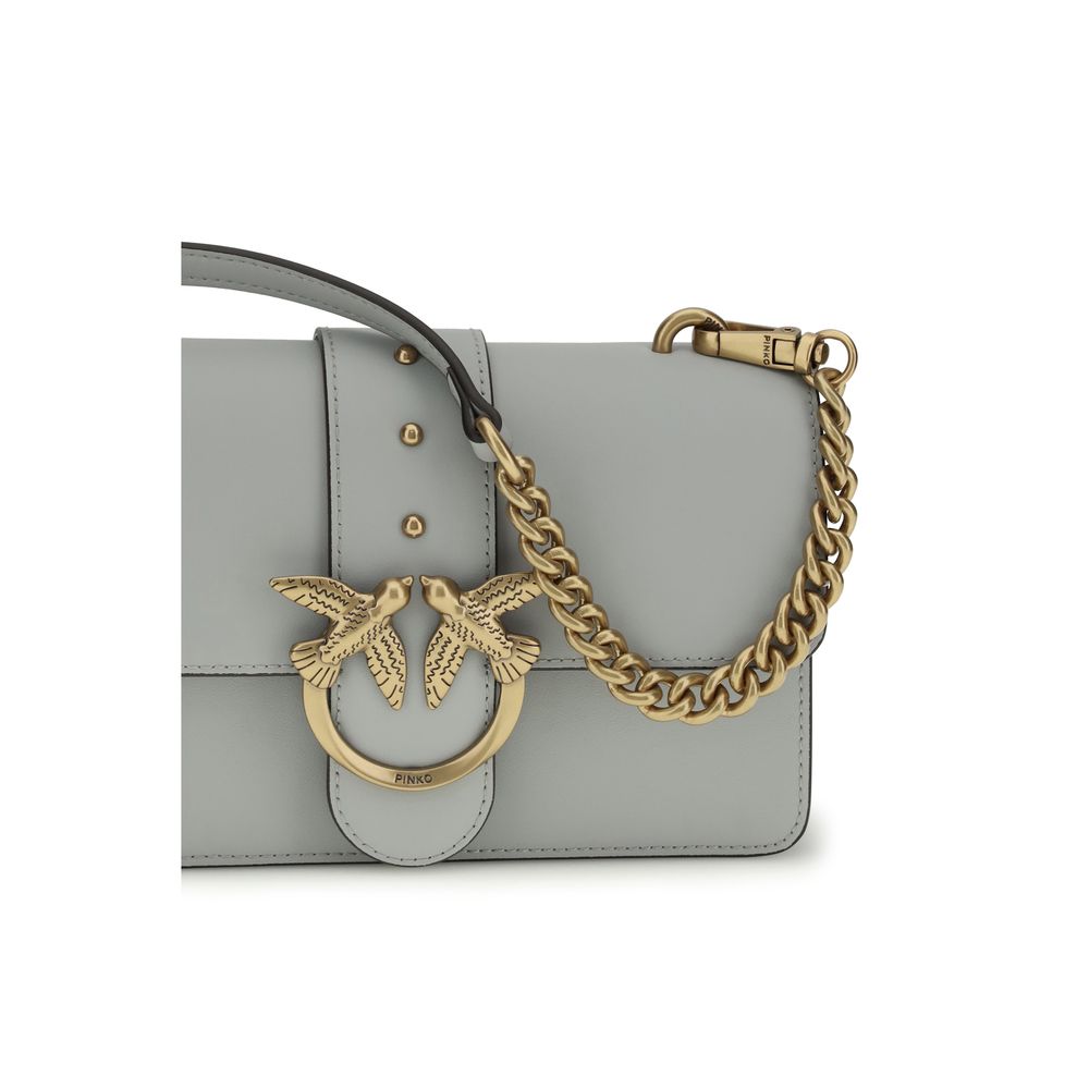 PINKO Gray Calf Leather Bos Taurus Shoulder Bag - ClickThatClicks 