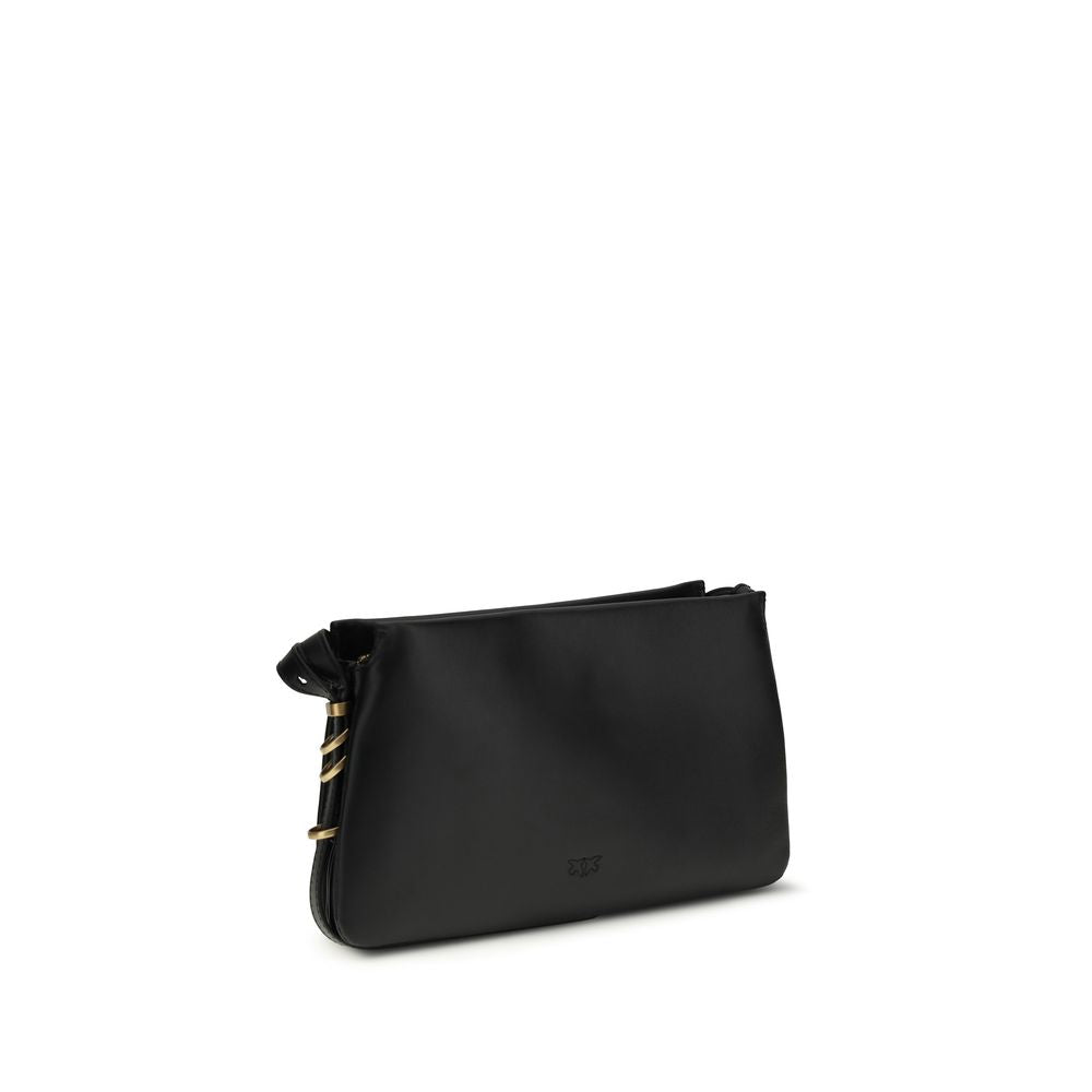 PINKO Black Calf Leather Bos Taurus Shoulder Bag - ClickThatClicks 
