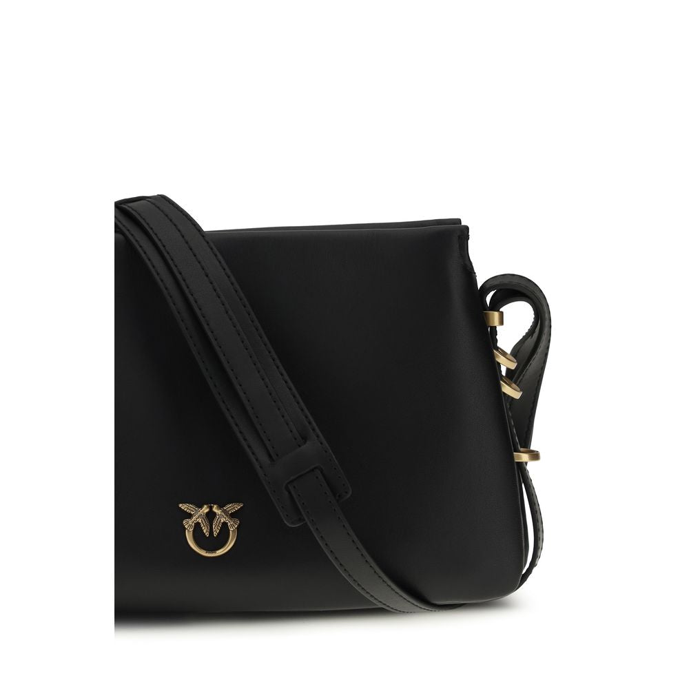 PINKO Black Calf Leather Bos Taurus Shoulder Bag - ClickThatClicks 