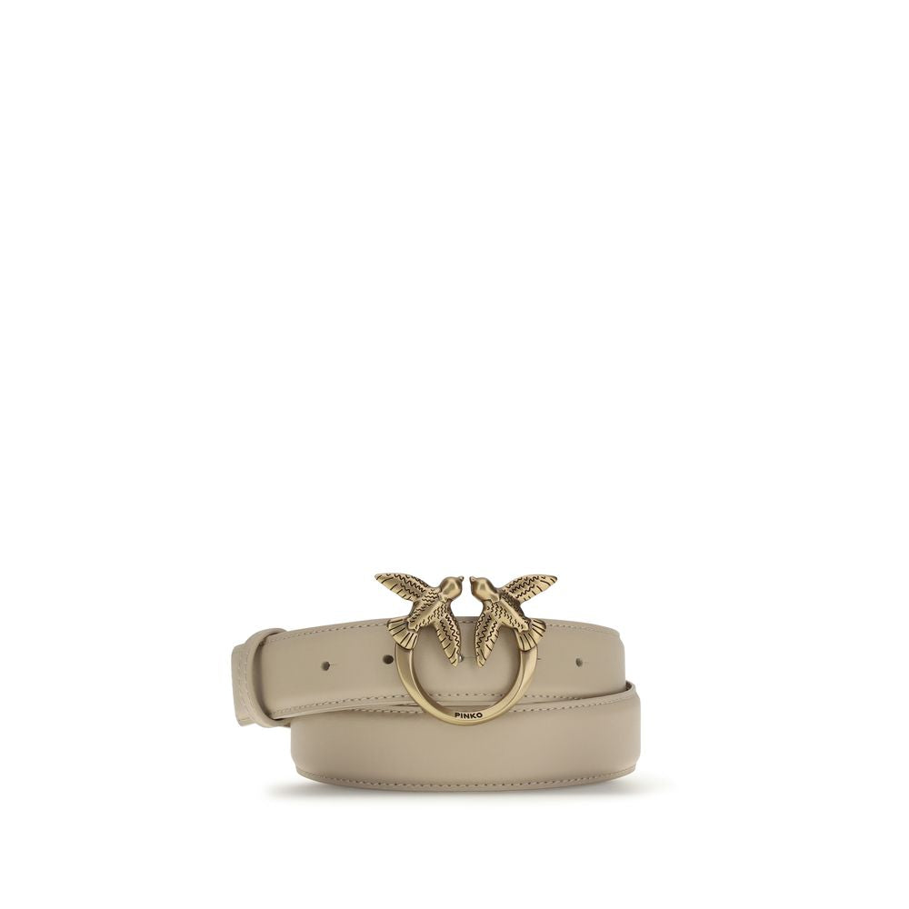 PINKO Beige Calf Leather Bos Taurus Belt - ClickThatClicks 