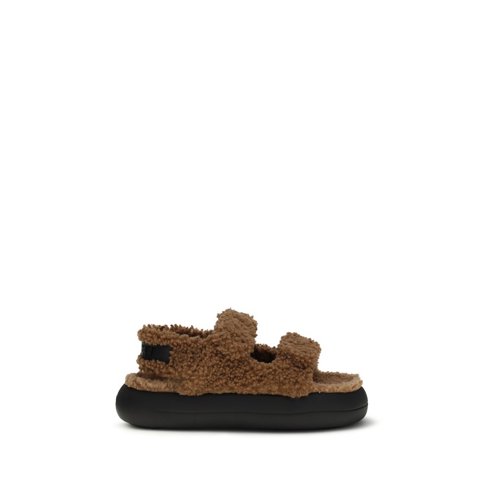 Moon Boot Brown Calf Leather Bos Taurus Slippers - ClickThatClicks 