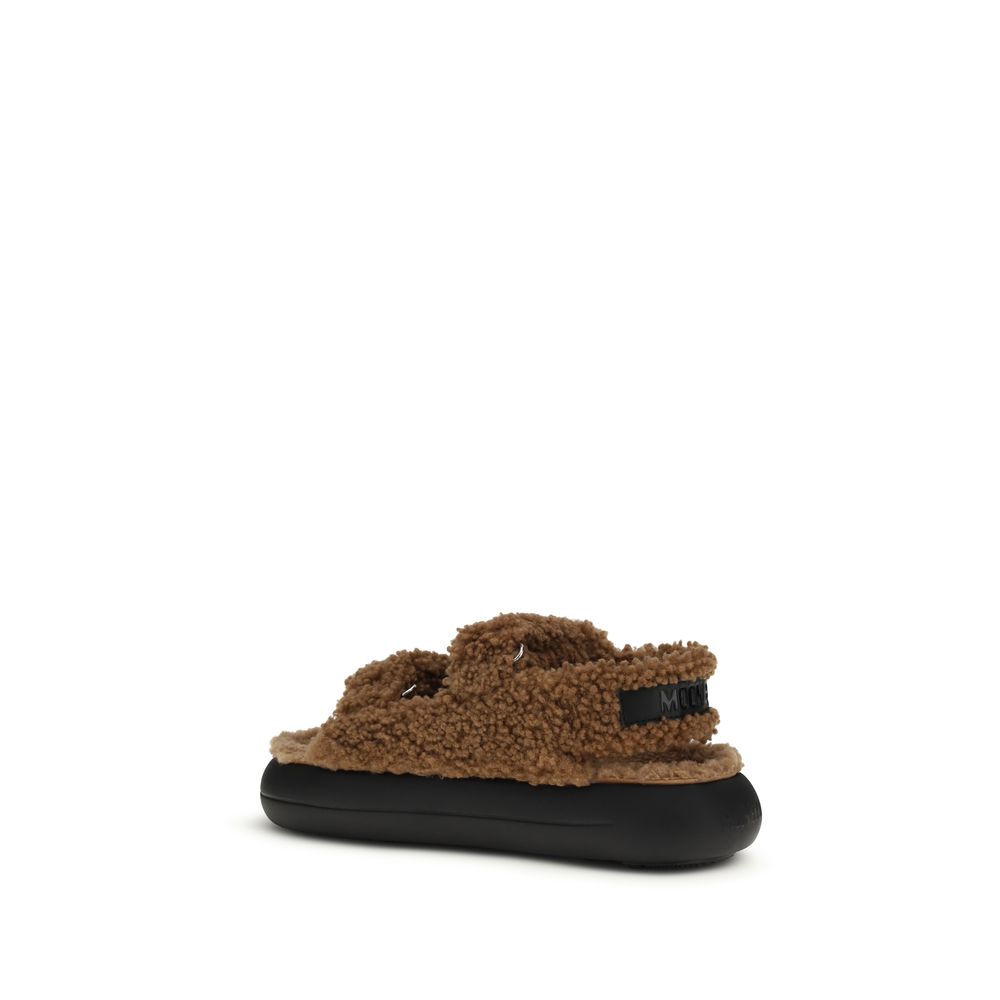 Moon Boot Brown Calf Leather Bos Taurus Slippers - ClickThatClicks 