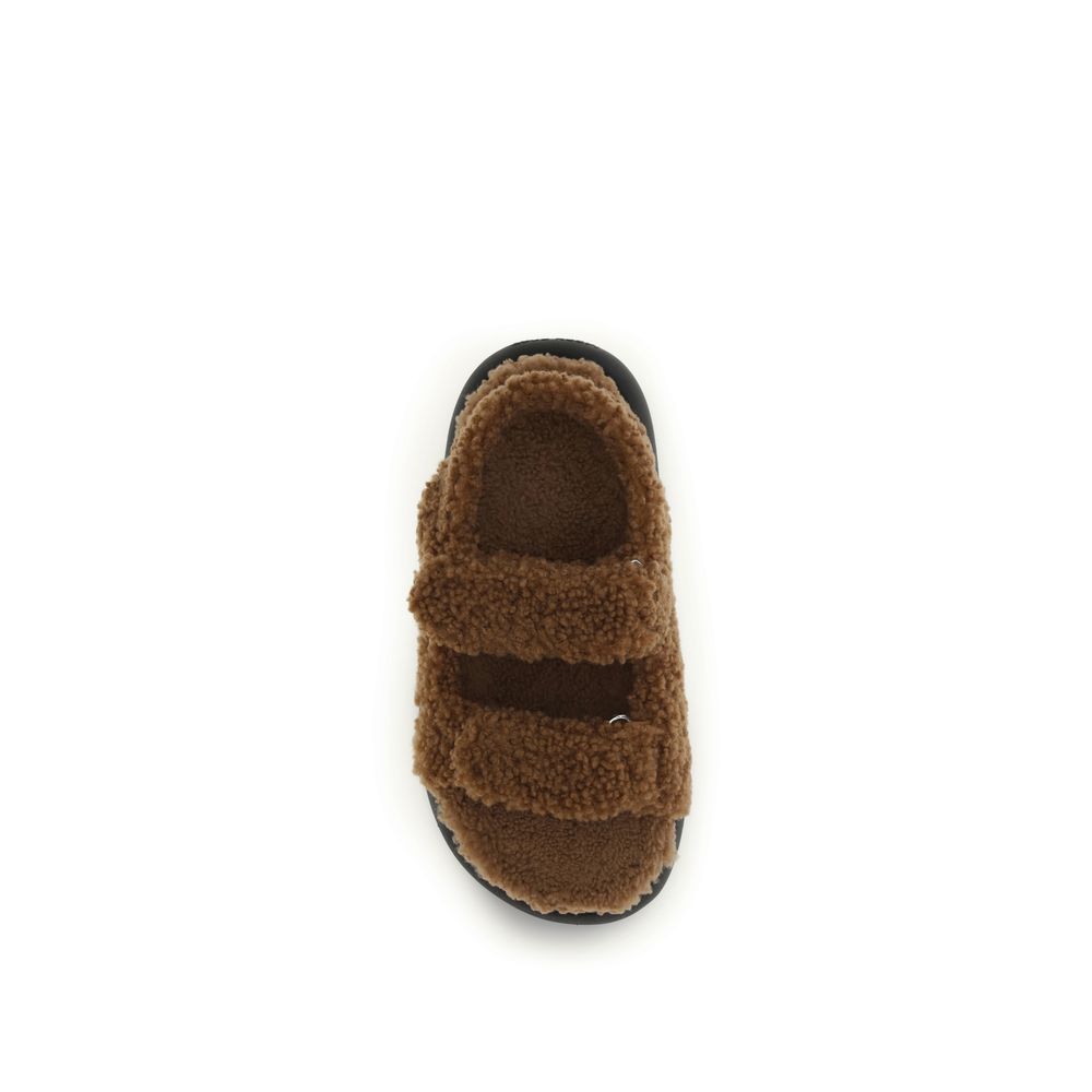 Moon Boot Brown Calf Leather Bos Taurus Slippers - ClickThatClicks 