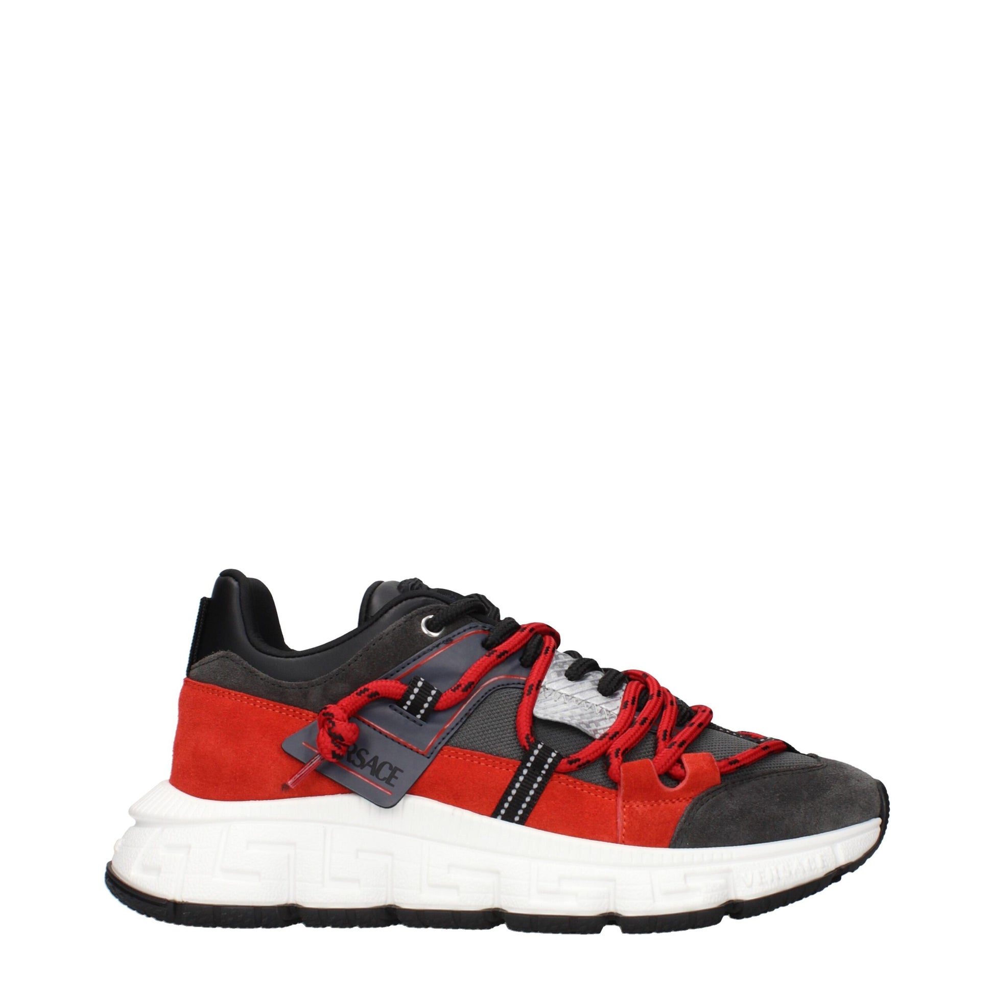 Versace Gray Leather Chunky Sneakers - ClickThatClicks 