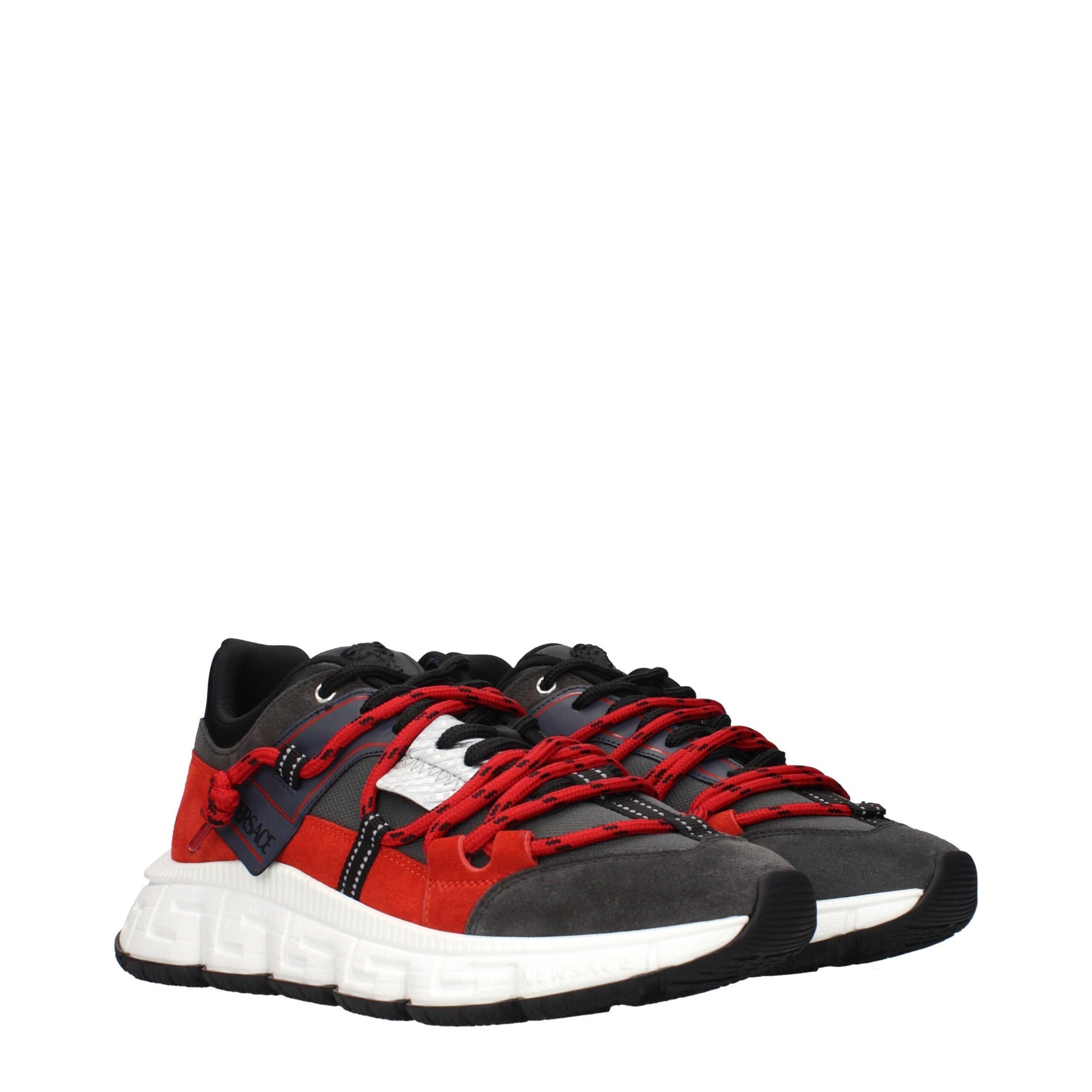 Versace Gray Leather Chunky Sneakers - ClickThatClicks 