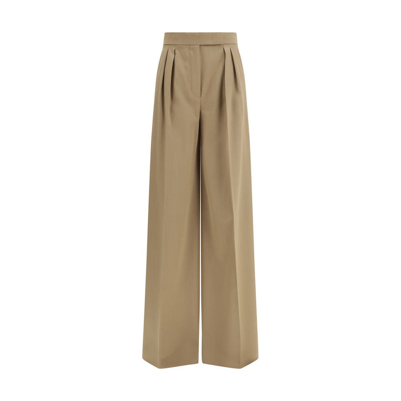 Max Mara Beige Fleece Wool Casual Pants