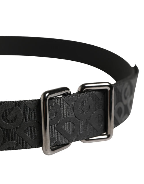 Dolce & Gabbana Black Logo Monogram Silver Metal Buckle Belt - ClickThatClicks 