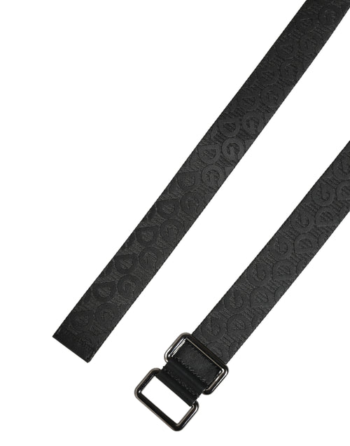Dolce & Gabbana Black Logo Monogram Silver Metal Buckle Belt - ClickThatClicks 