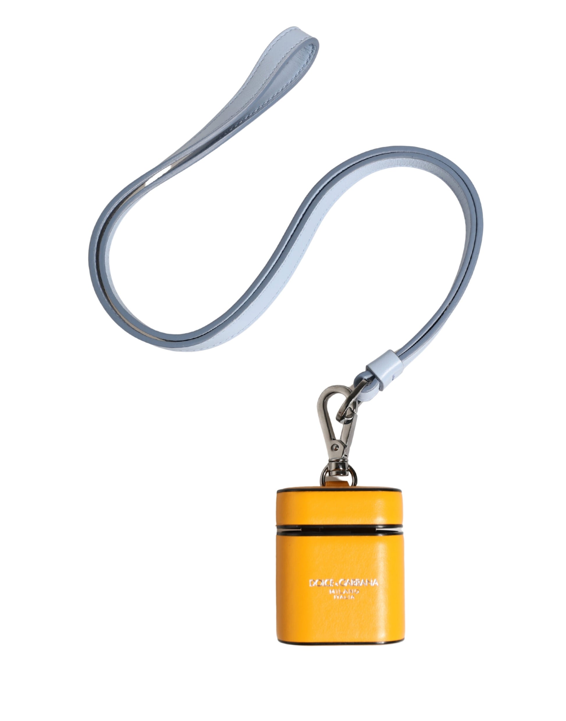 Dolce & Gabbana Case Yellow Calf Leather Logo Flip Holder Strap Airpods - ClickThatClicks 