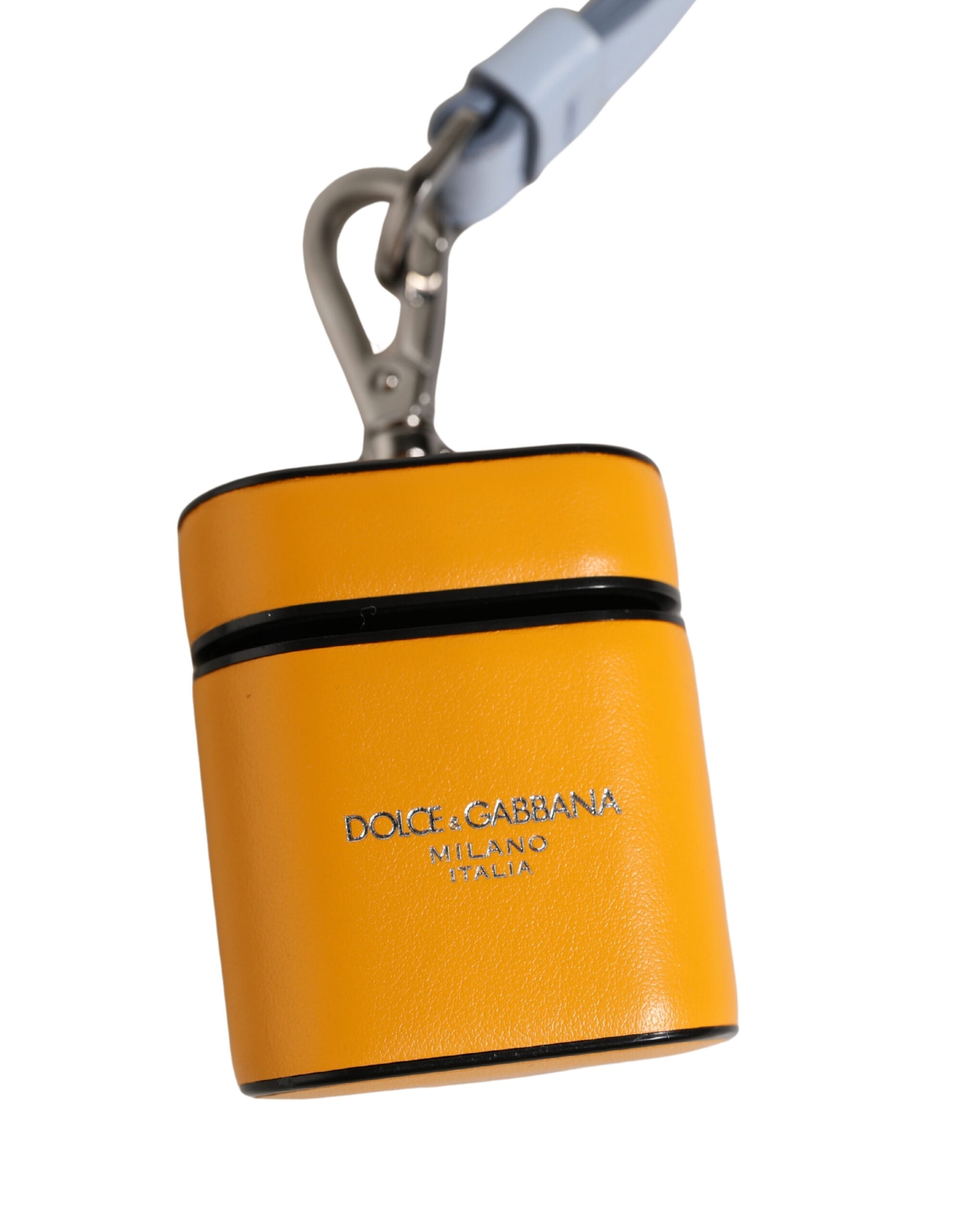 Dolce & Gabbana Case Yellow Calf Leather Logo Flip Holder Strap Airpods - ClickThatClicks 