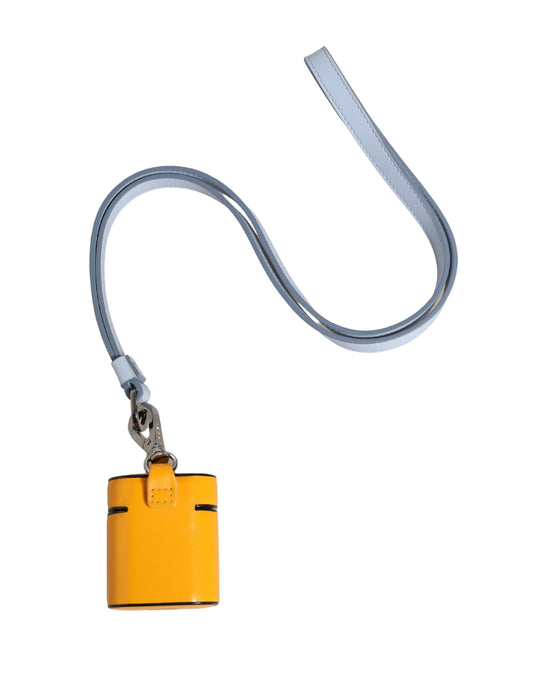 Dolce & Gabbana Case Yellow Calf Leather Logo Flip Holder Strap Airpods - ClickThatClicks 