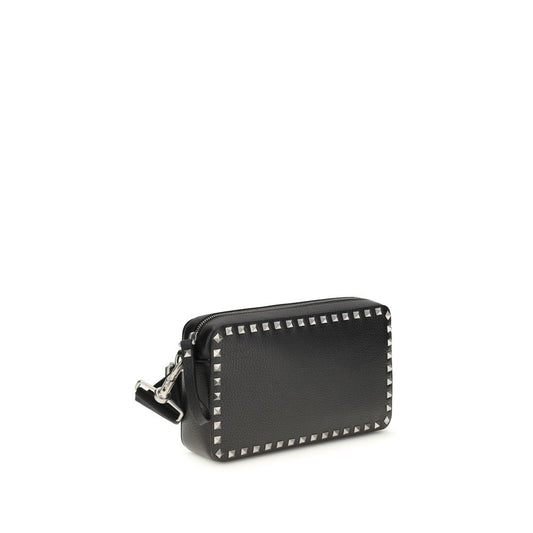 Valentino Garavani Black Calf Leather Bos Taurus Shoulder Bag