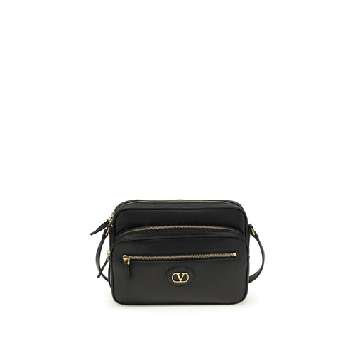 Valentino Garavani Black Calf Leather Bos Taurus Shoulder Bag - ClickThatClicks 