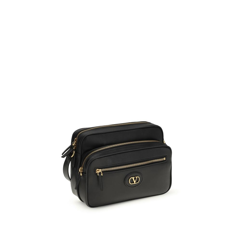 Valentino Garavani Black Calf Leather Bos Taurus Shoulder Bag - ClickThatClicks 