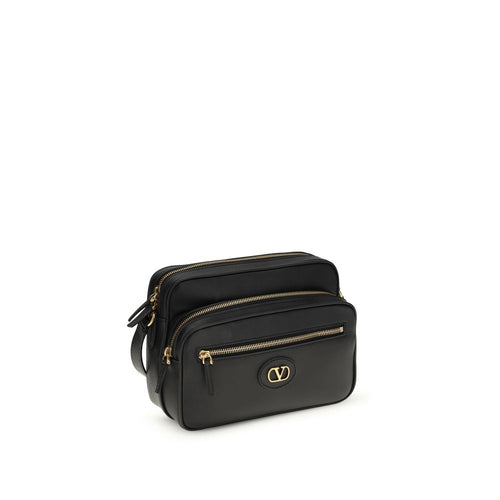 Valentino Garavani Black Calf Leather Bos Taurus Shoulder Bag - ClickThatClicks 