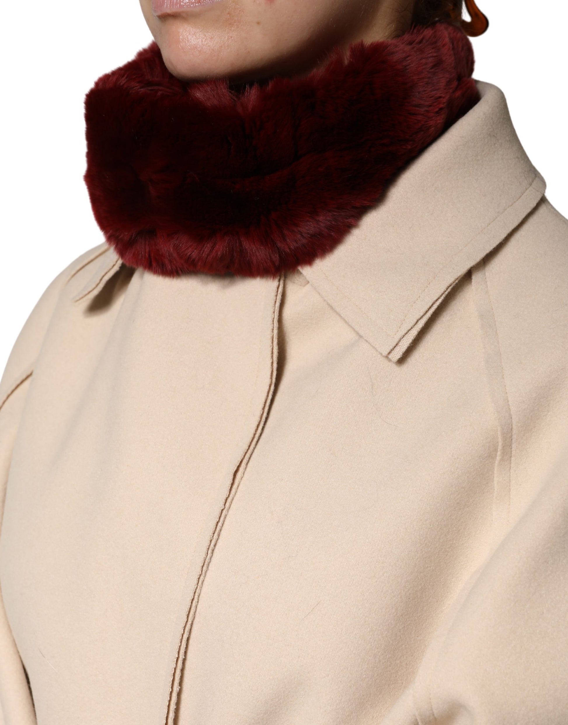 Dolce & Gabbana Red Lamb Fur Collar Women Neck Wrap 50cm x 8cm Scarf - ClickThatClicks 