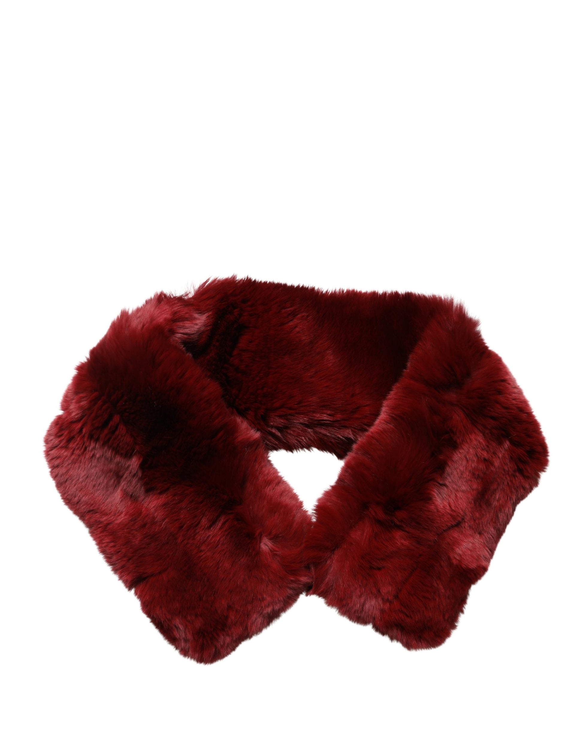 Dolce & Gabbana Red Lamb Fur Collar Women Neck Wrap 50cm x 8cm Scarf - ClickThatClicks 
