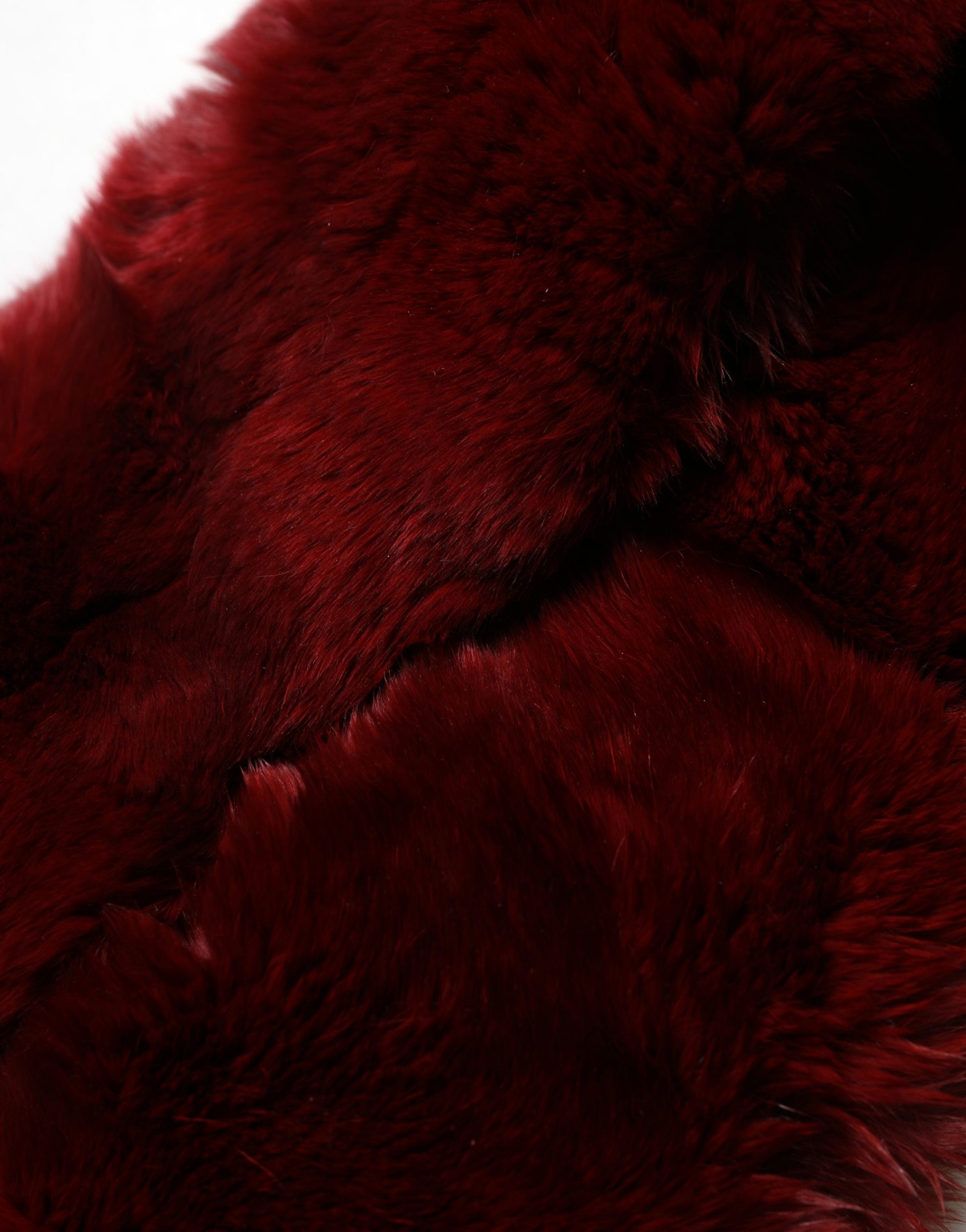 Dolce & Gabbana Red Lamb Fur Collar Women Neck Wrap 50cm x 8cm Scarf - ClickThatClicks 