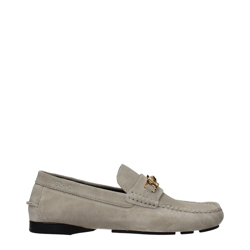 Versace Gray Leather Slip-On Loafers - ClickThatClicks 