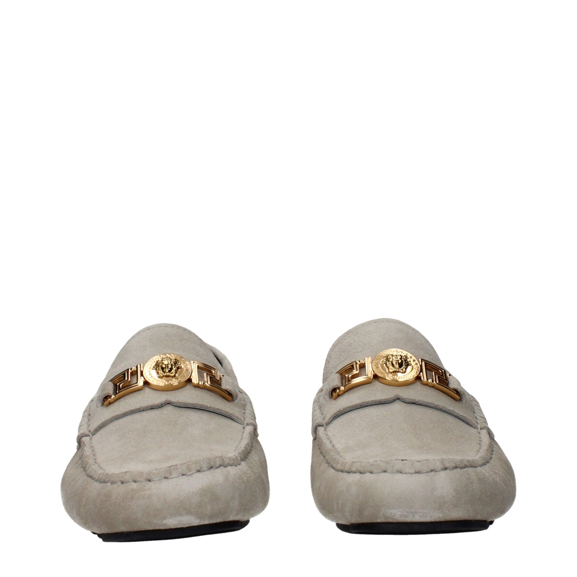 Versace Gray Leather Slip-On Loafers - ClickThatClicks 