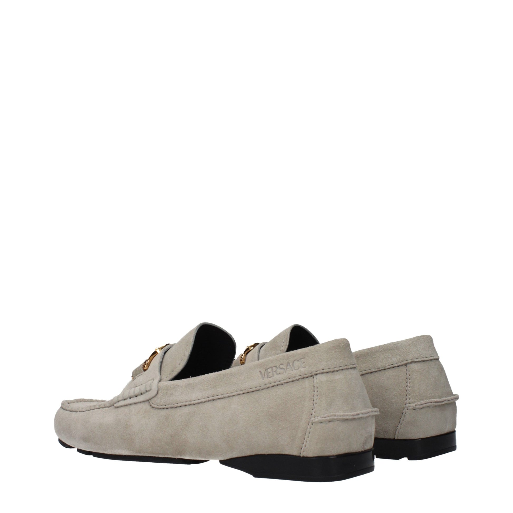 Versace Gray Leather Slip-On Loafers - ClickThatClicks 