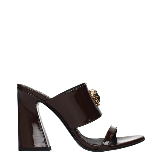 Versace Brown Leather Stiletto Heel Sandals - ClickThatClicks 