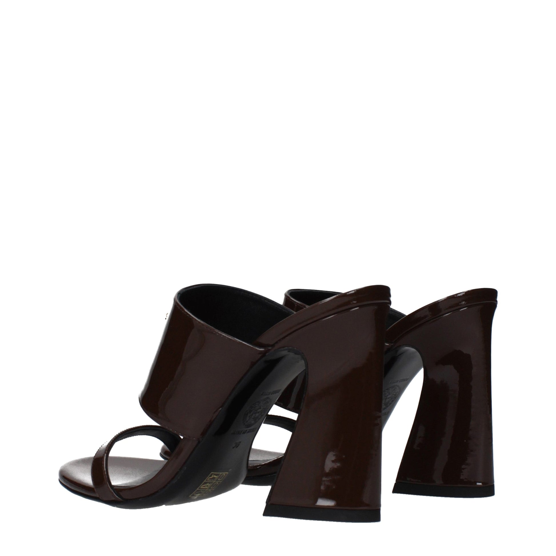 Versace Brown Leather Stiletto Heel Sandals - ClickThatClicks 