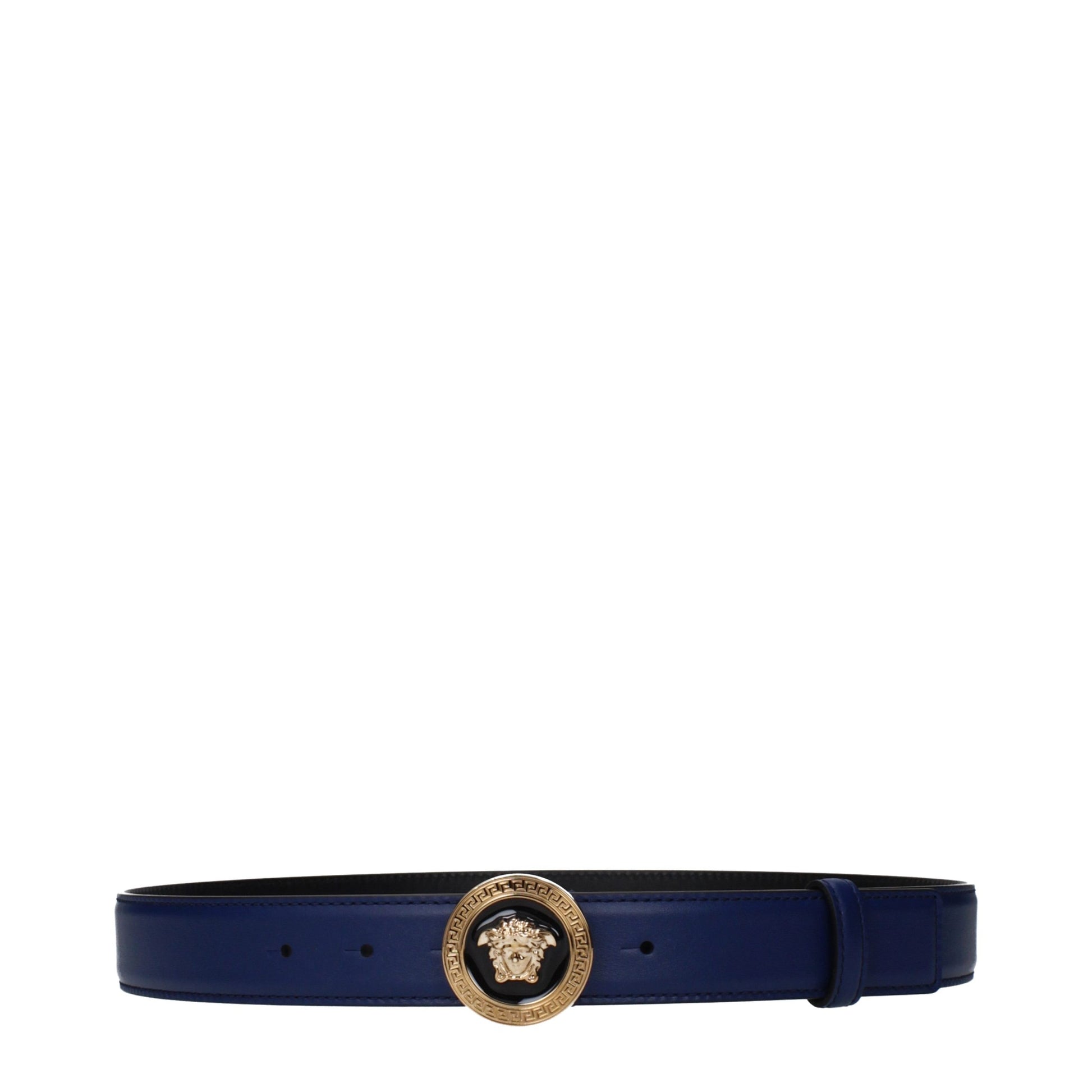 Versace Blue Leather Regular Belt - ClickThatClicks 