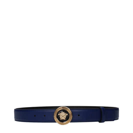 Versace Blue Leather Regular Belt - ClickThatClicks 